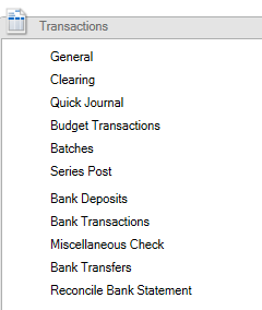 Banking Modules in GP Screenshot