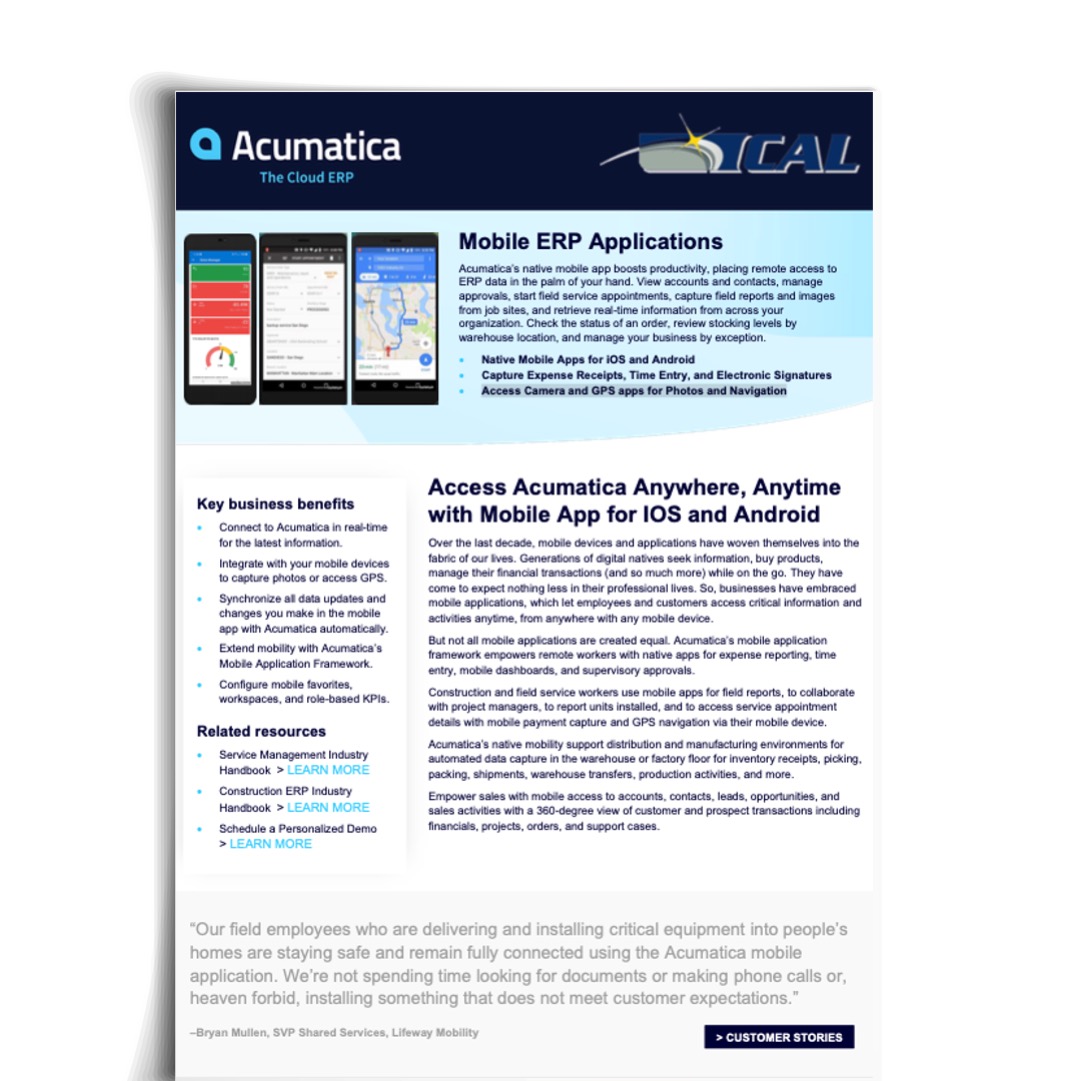 Acumatica Mobile ERP Applications