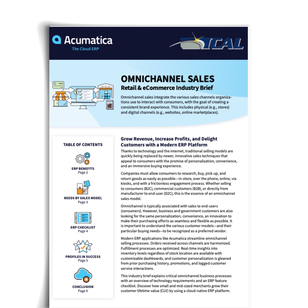 Acumatica OMNICHANNEL SALES Retail & eCommerce Industry Brief