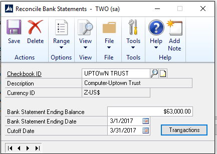 How to Use Bank Reconciliation in Microsoft Dynamics GP - 1