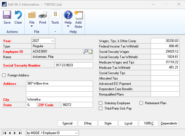 2024 Dynamics GP Year-End Payroll