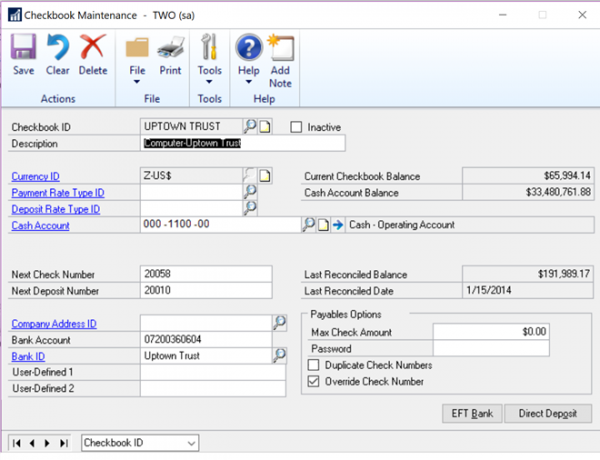 Microsoft Dynamics GP 2018 R2 - Duplicate Check Numbers Option