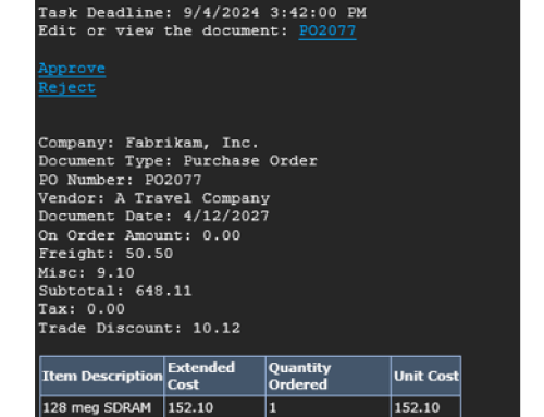 Microsoft Dynamics GP October 2024 Release New Feature – Workflow emails trim trailing zeroes